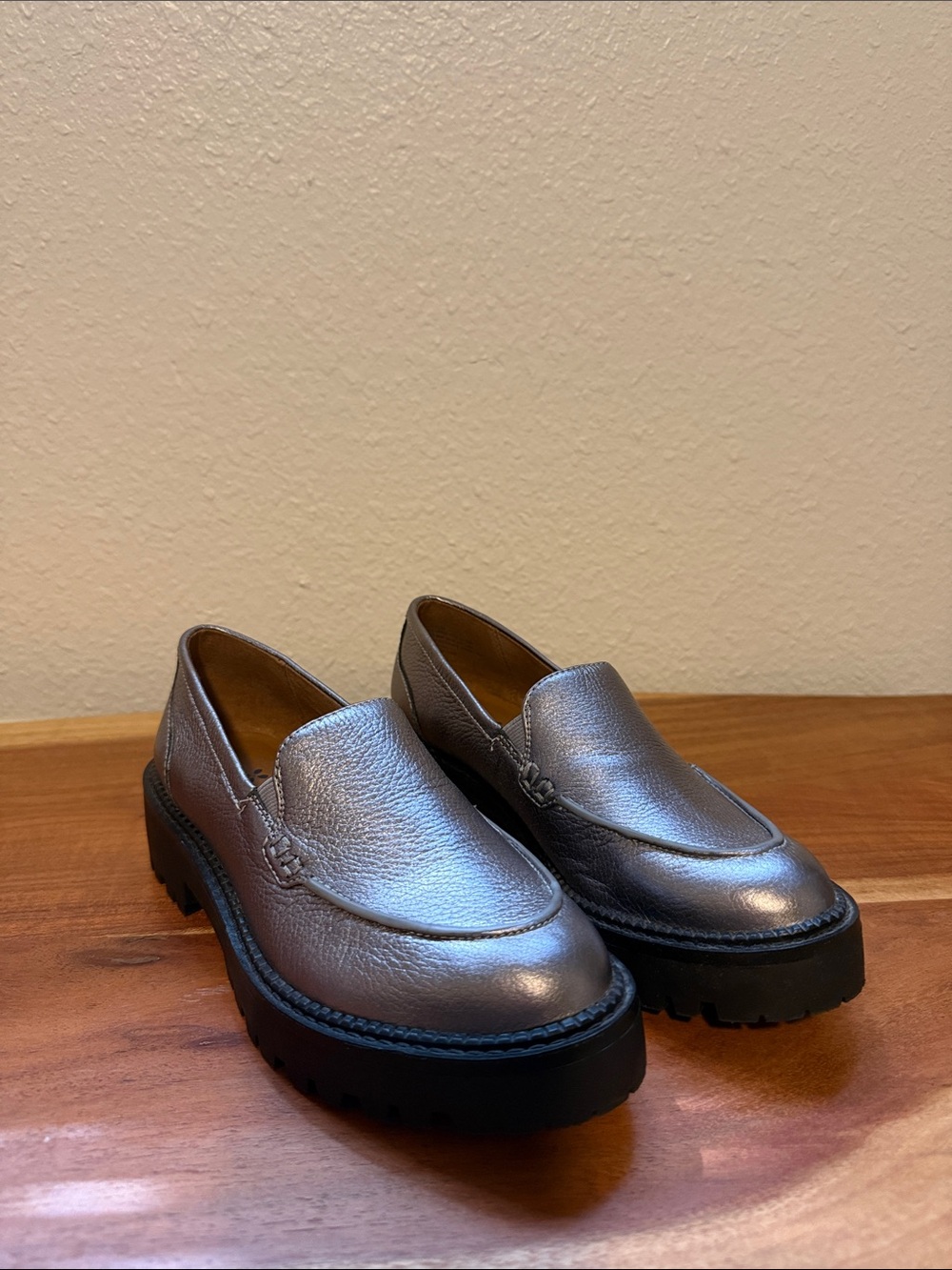 Caslon Metallic Silver Platform Loafers